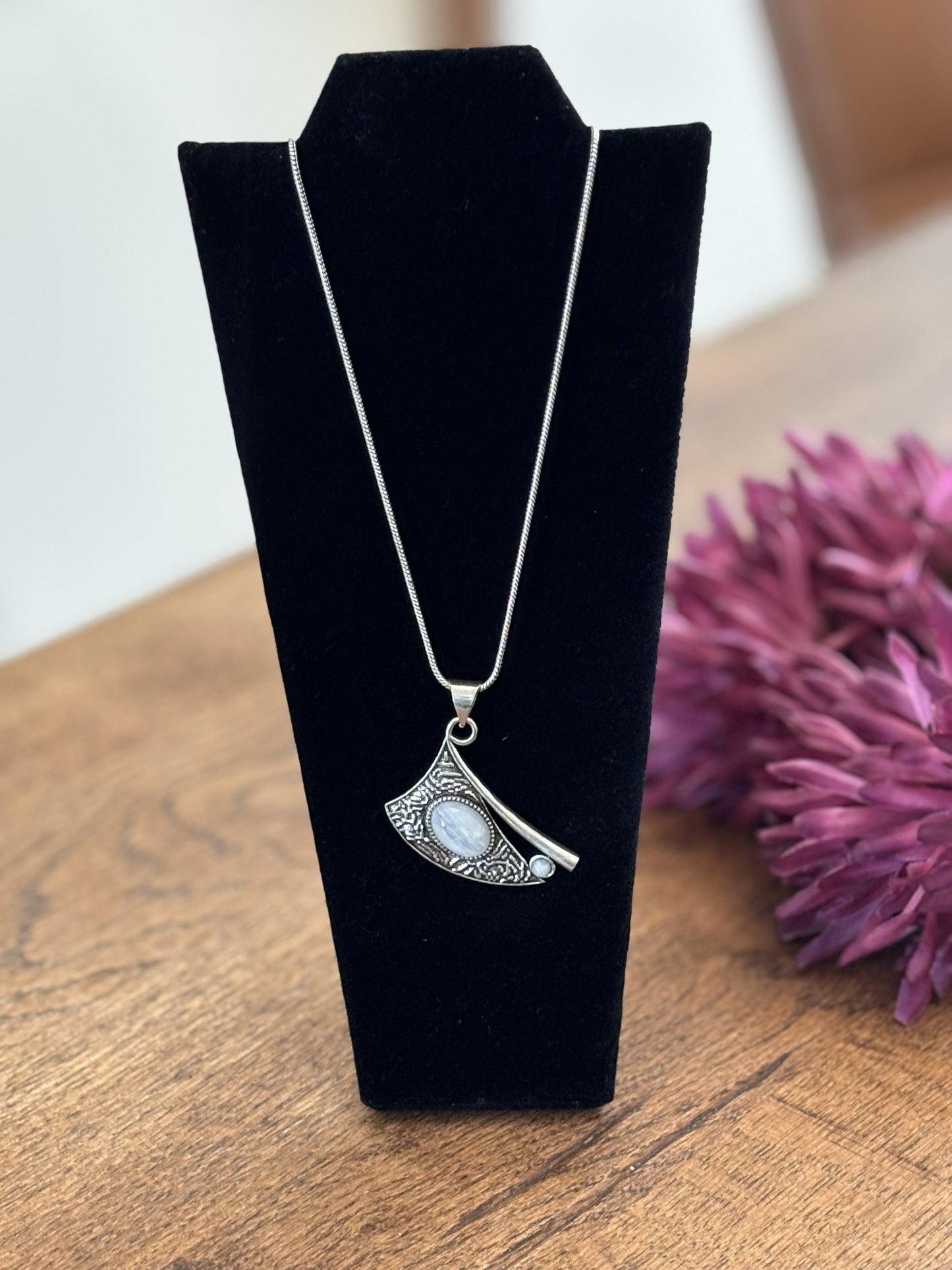 Gold/Sliver Moonstone Pendant – Boho Statement Pendant..