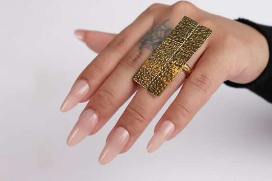 Wide Hammered Brass Ring - Bold Boho Accessory.