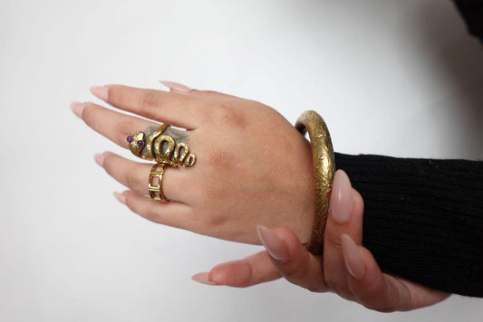 Etched Tribal Boho Brass Bangles - Thick, engraved bangles