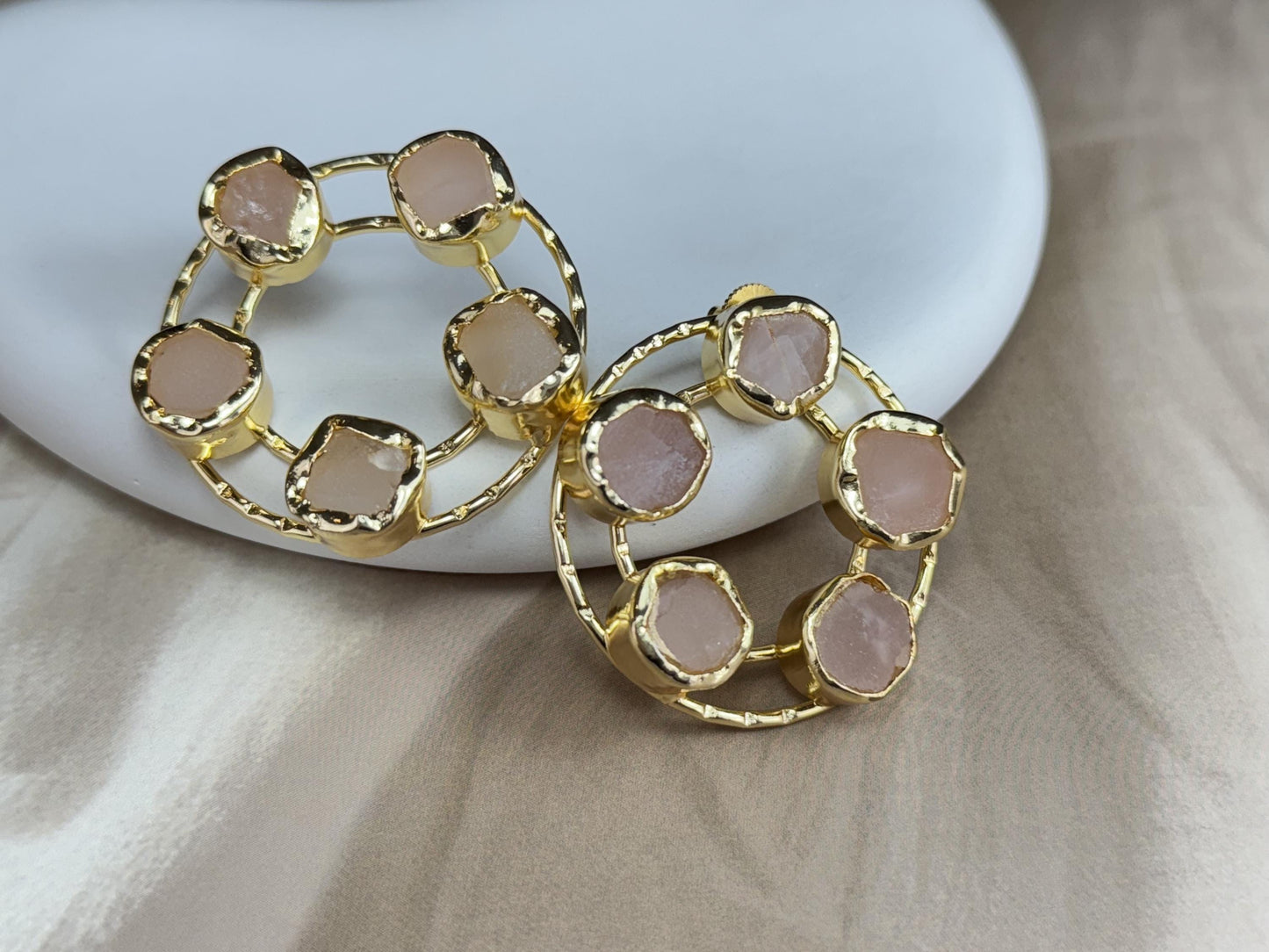 Mystic Rounds: Handcrafted Gemstone Hoops - Natural stone earrings.