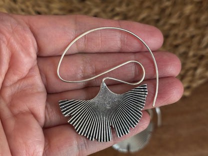 Ginkgo Whisper Earrings – Sculpted Sterling Silver Botanical Statement Drops.