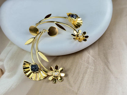 Botanical Bloom 18k Gold-Plated Brass Statement Earring.