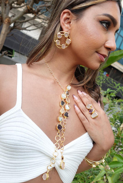 Mystic Rounds: Handcrafted Gemstone Hoops - Natural stone earrings.