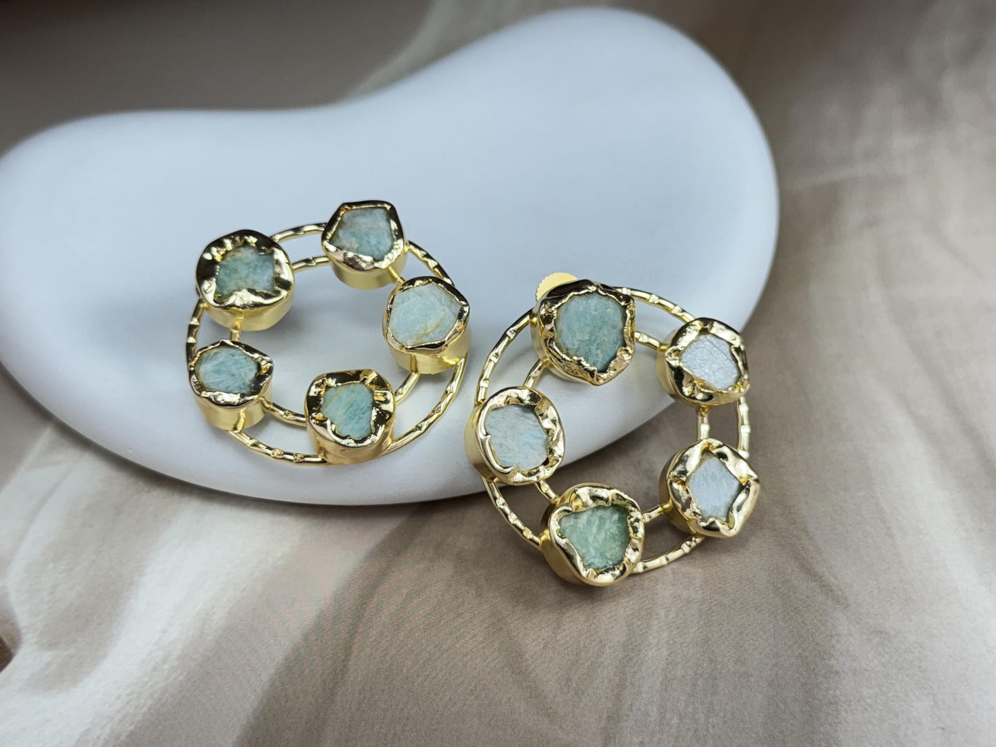 Mystic Rounds: Handcrafted Gemstone Hoops - Natural stone earrings.