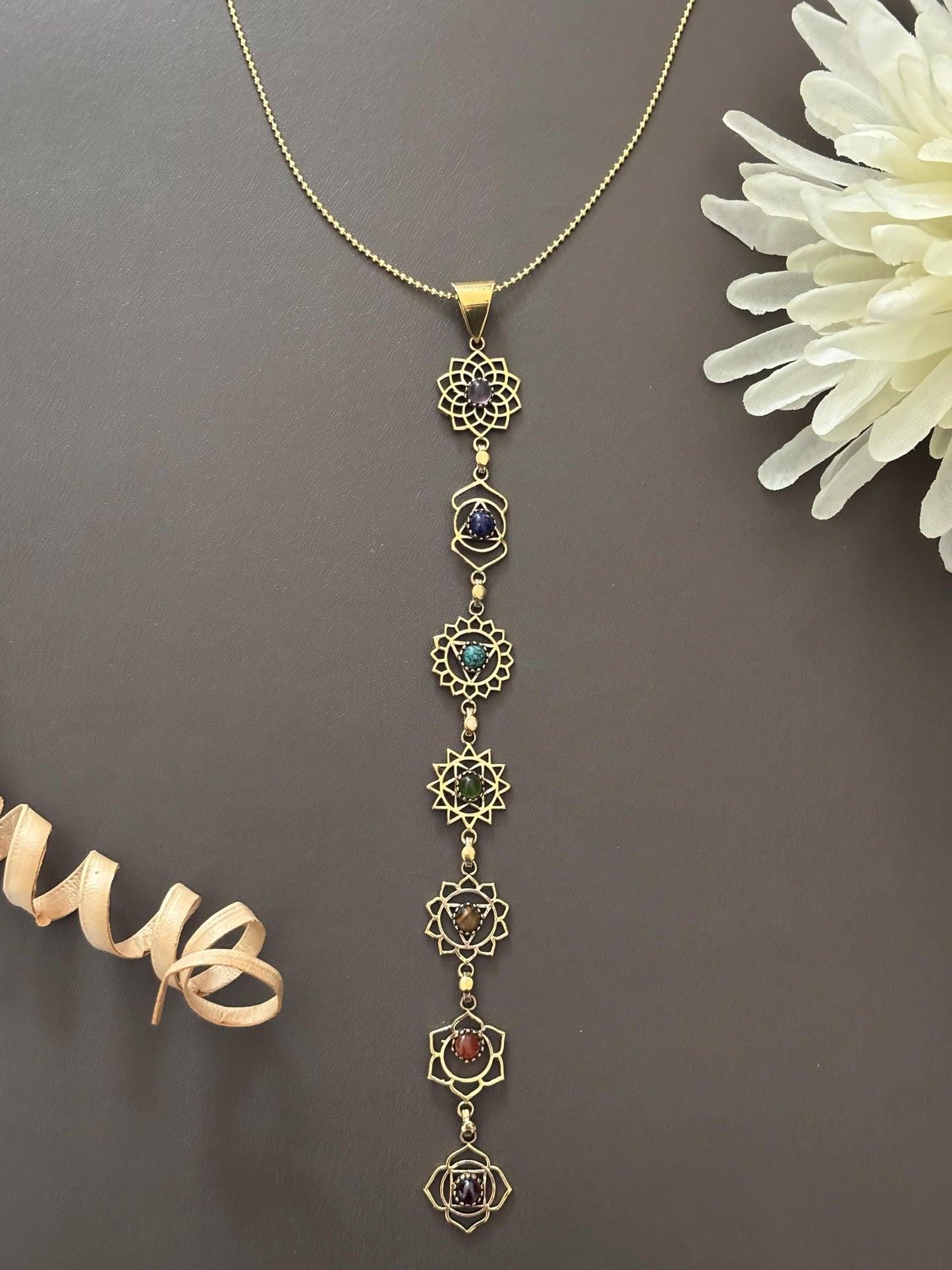 7 Chakra Energy Healing Gemstone Pendant Necklaces – Gold & Silver Finish