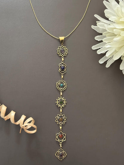 7 Chakra Energy Healing Gemstone Pendant Necklaces – Gold & Silver Finish