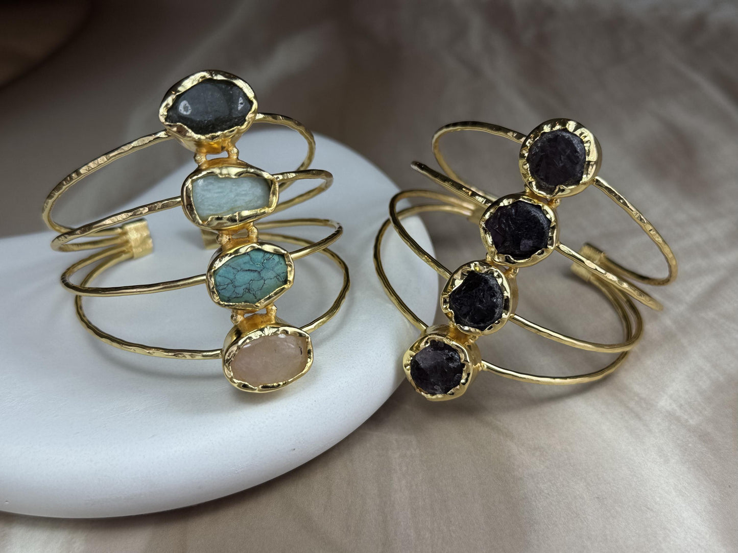 18K gold-plated pieces is handcrafted adjustable cuff.