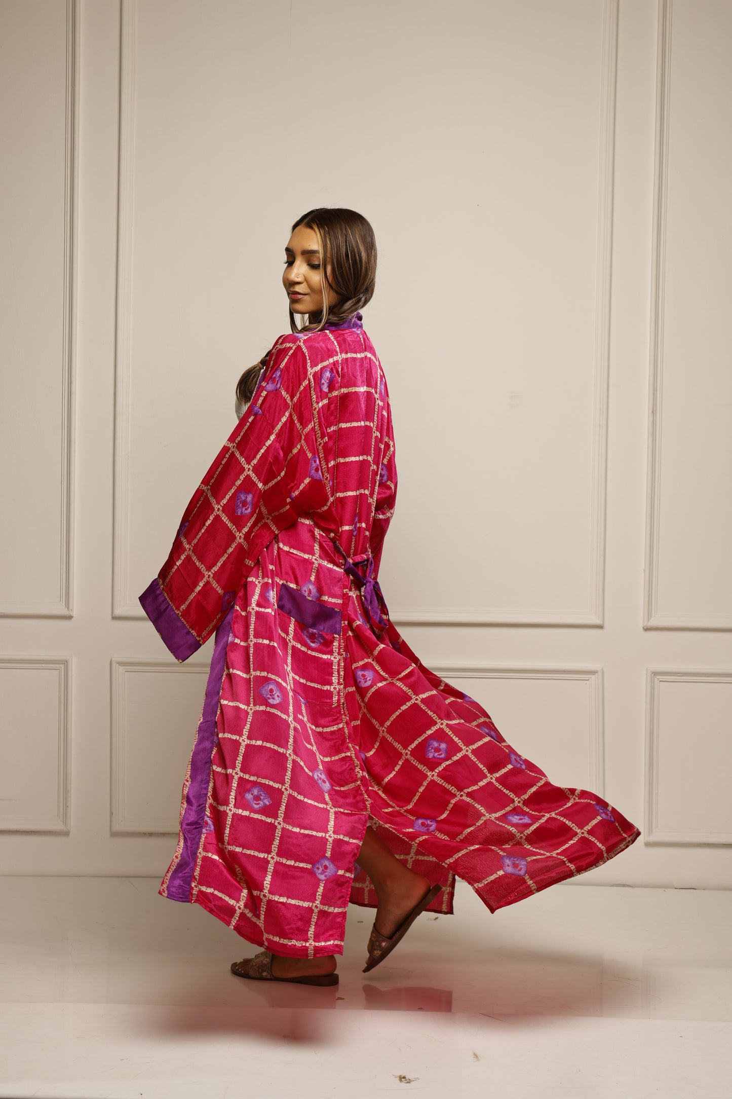 Long Saree Kimono Jacket – Effortless Layering Piece