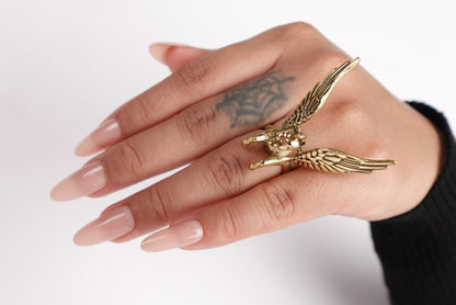 Gold Brass Pegasus Unicorn Statement Ring – Adjustable Ring.
