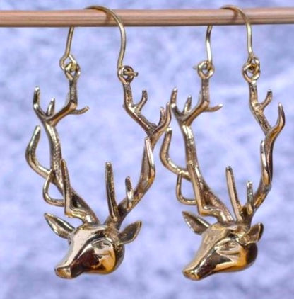 Handcrafted Reindeer Earrings – Unique Antler Hoop Design.