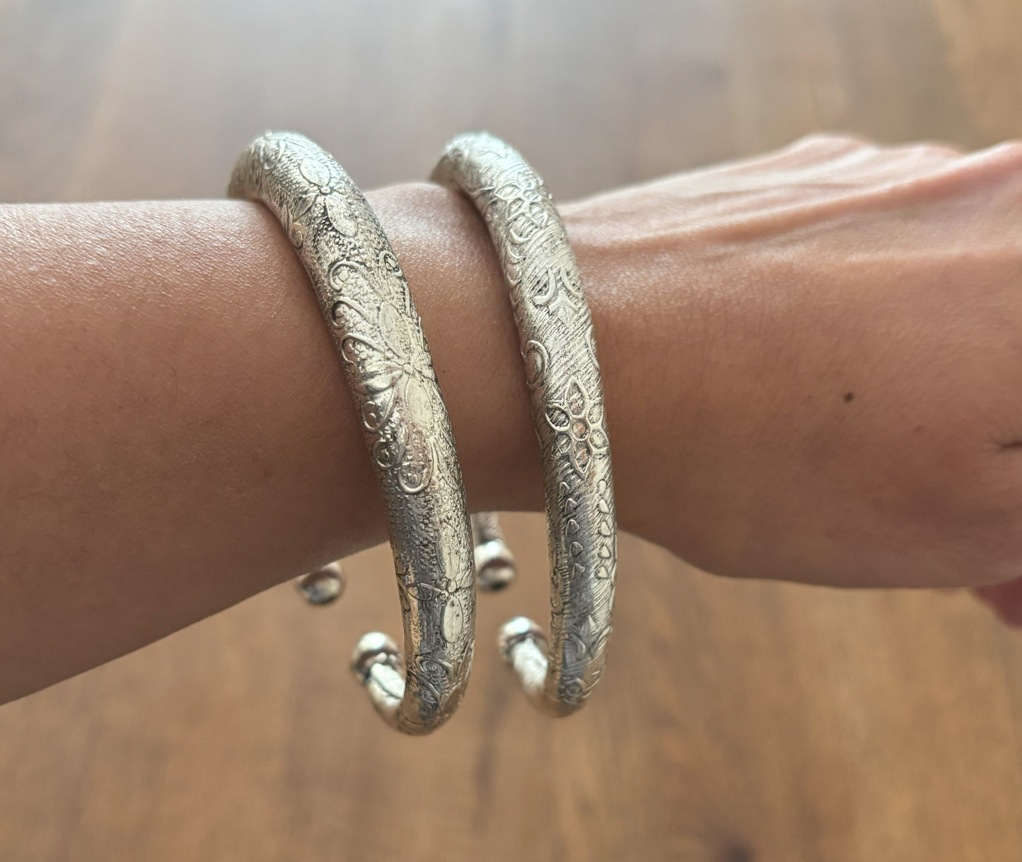 Etched Tribal Boho Brass Bangles - Thick, engraved bangles