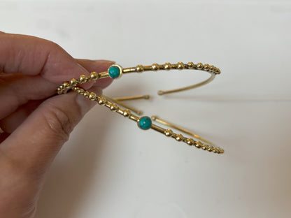 Turquoise/Moonstone Beaded Brass Bangles..