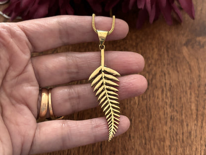 Gold/Silver Fern Leaf Pendant Necklace..