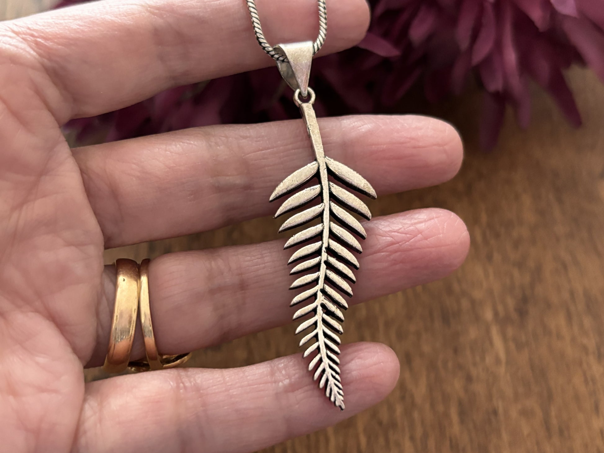 Gold/Silver Fern Leaf Pendant Necklace..