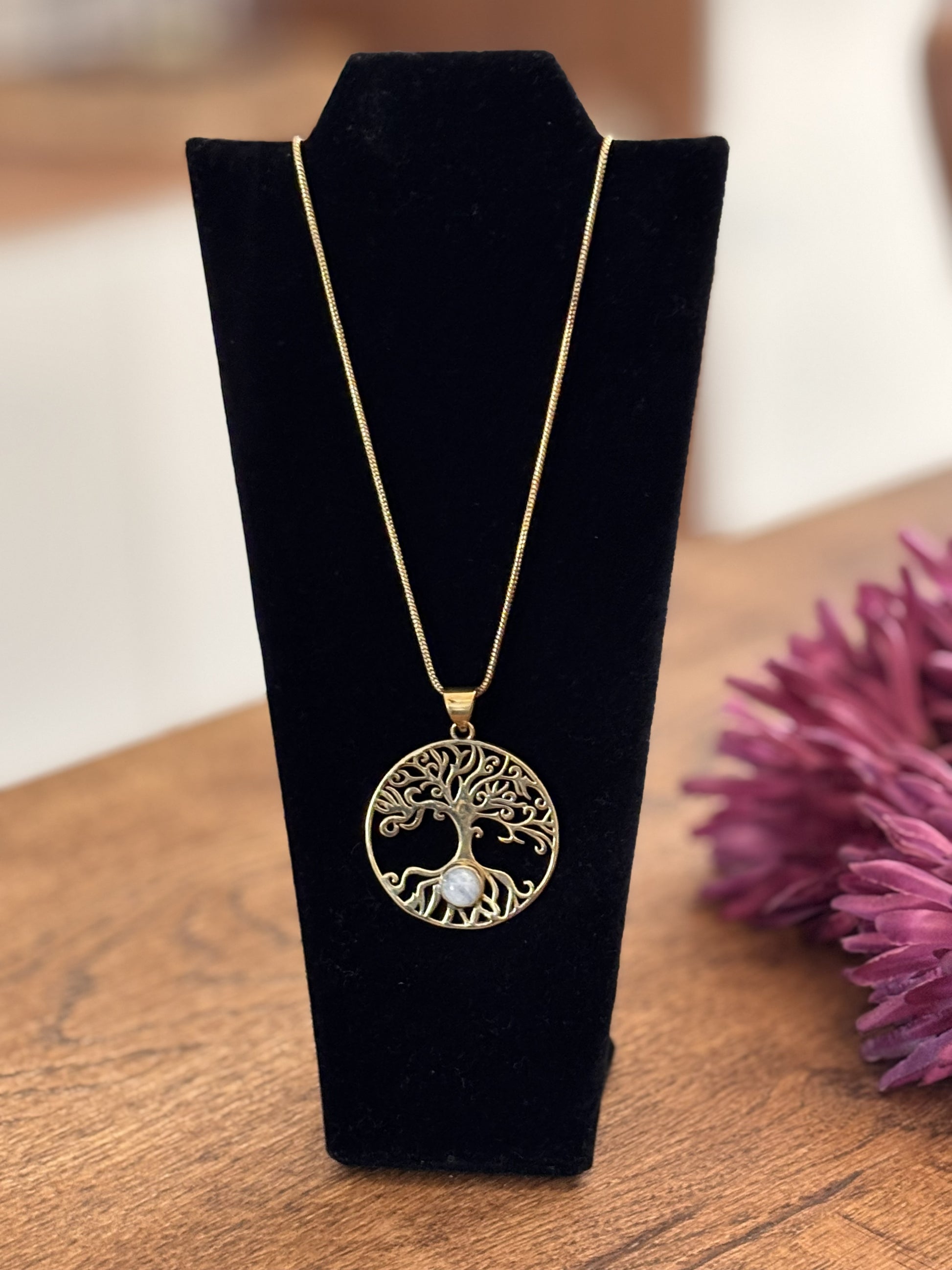 Gold/Sliver Tree of Life Gemstone Pendant..