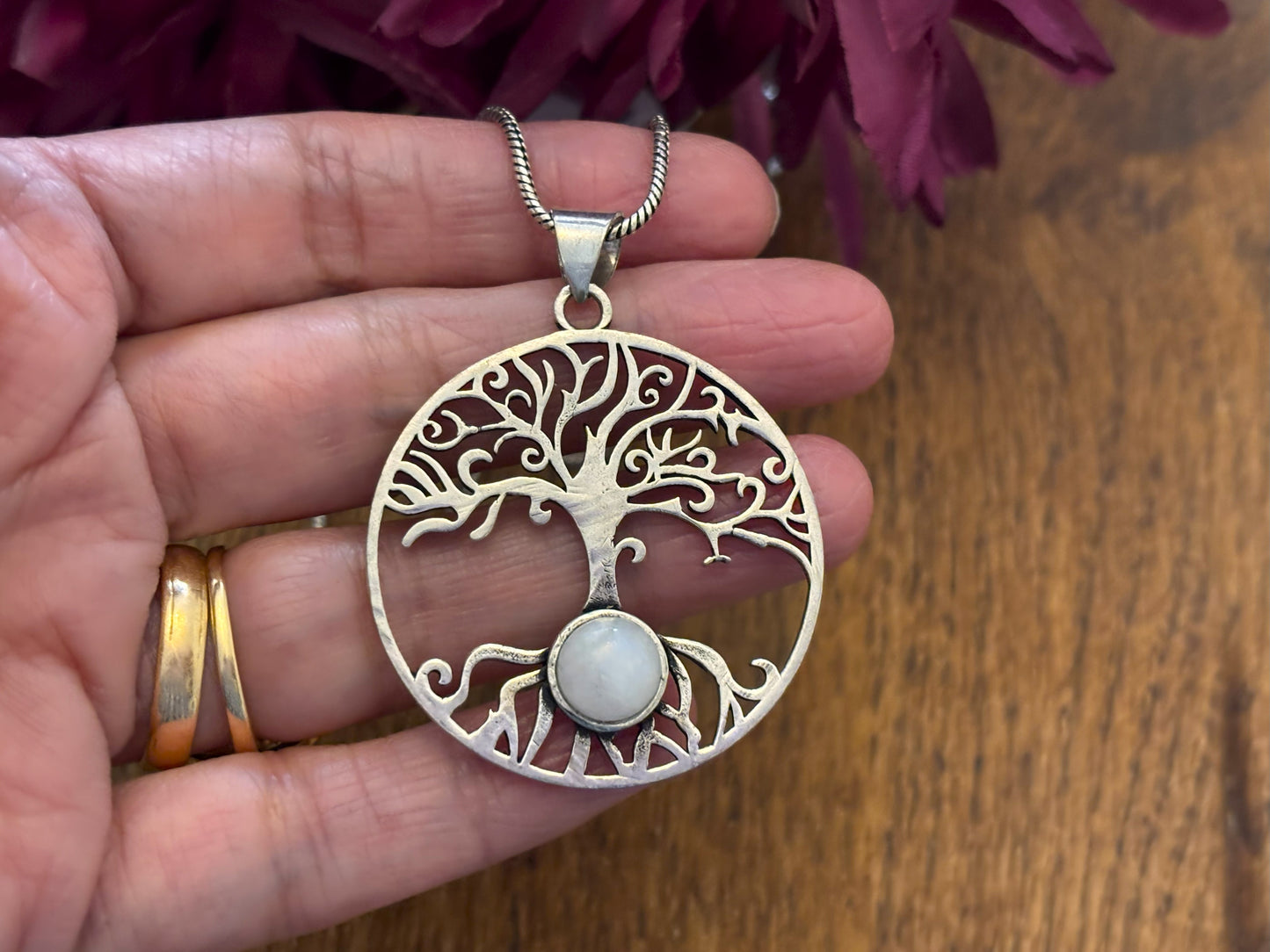 Gold/Sliver Tree of Life Gemstone Pendant..