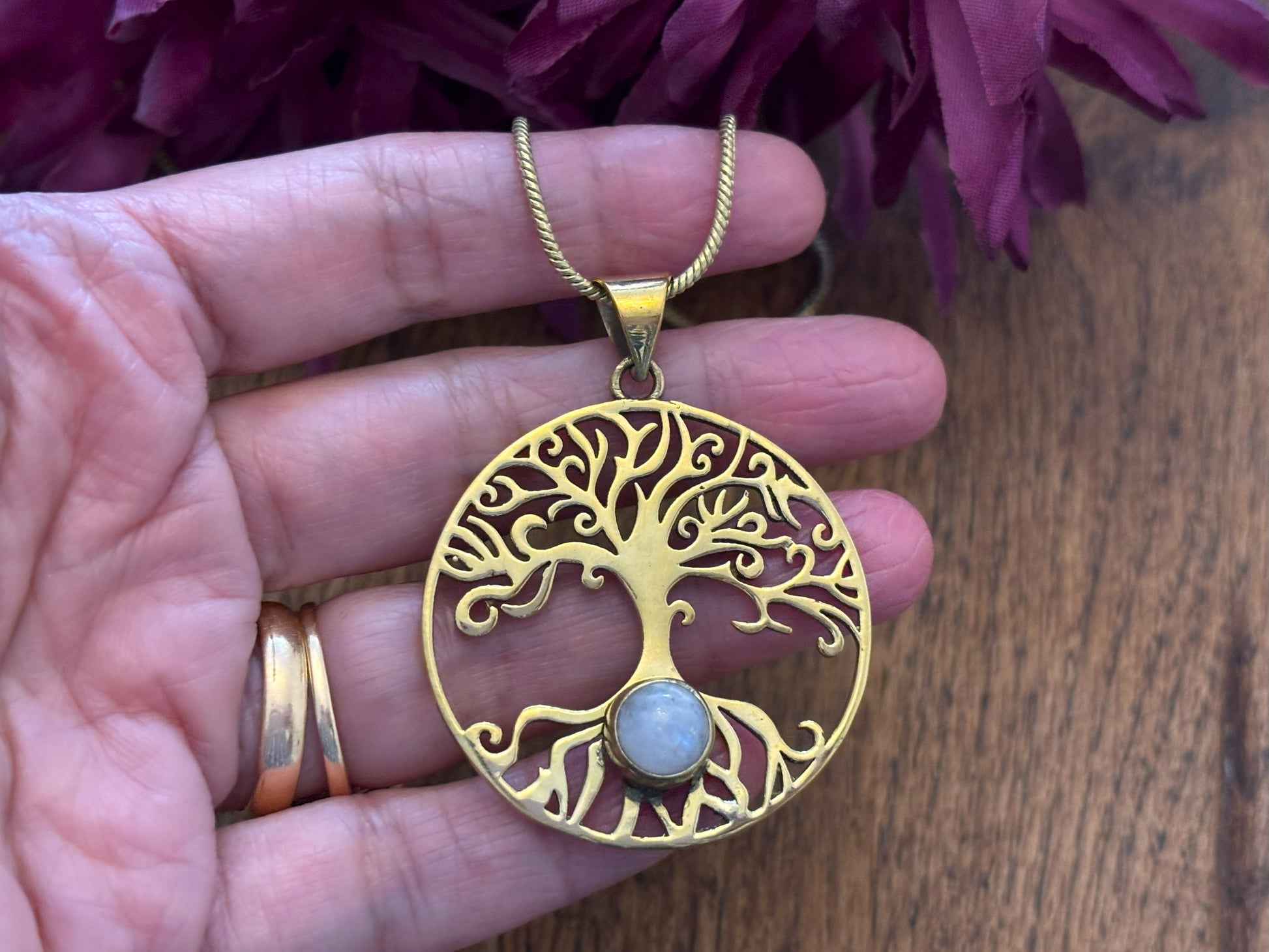 Gold/Sliver Tree of Life Gemstone Pendant..