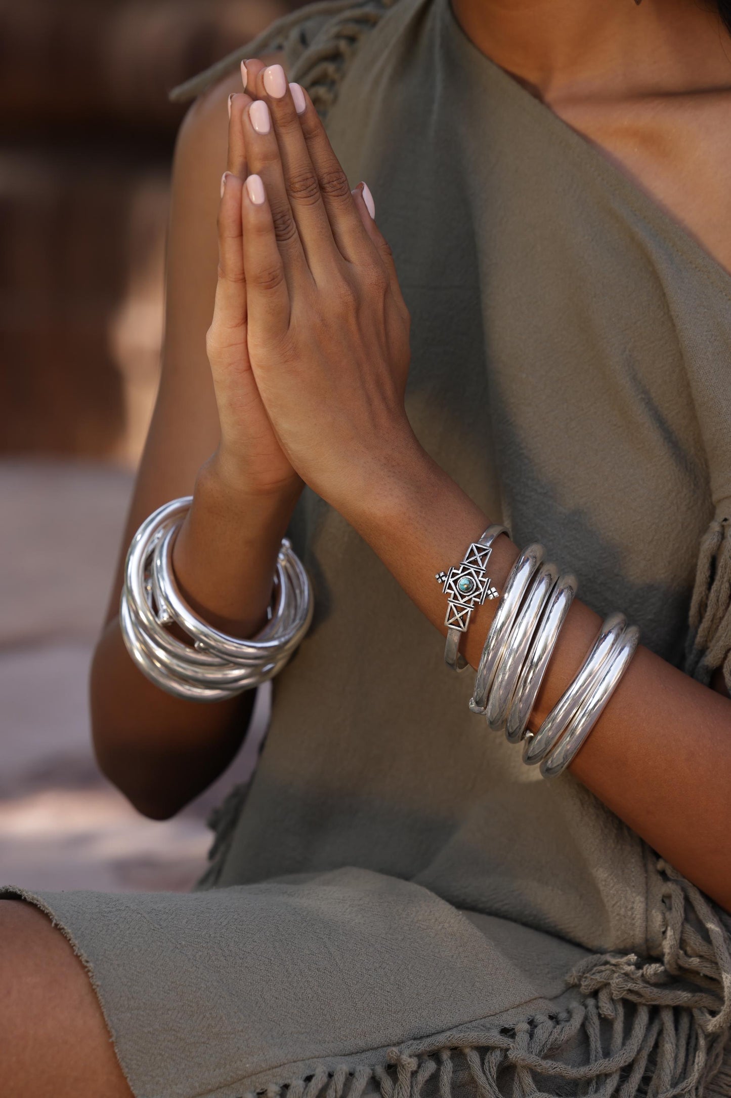 Bold Boho Brass Bangles - Classic wide bangles.