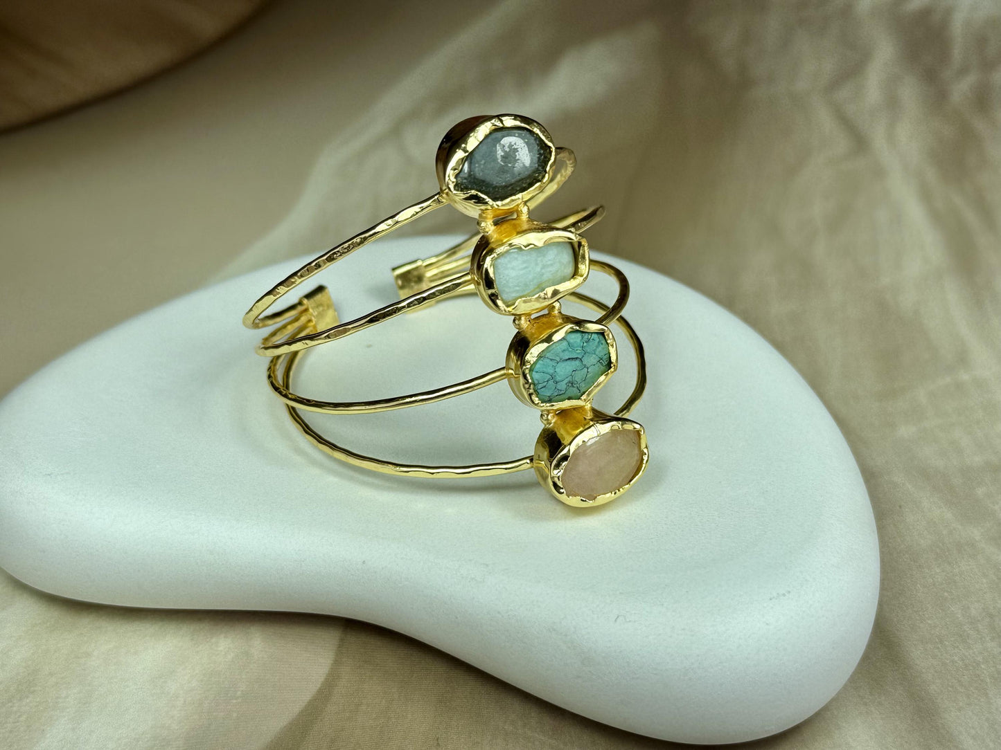 18K gold-plated pieces is handcrafted adjustable cuff.