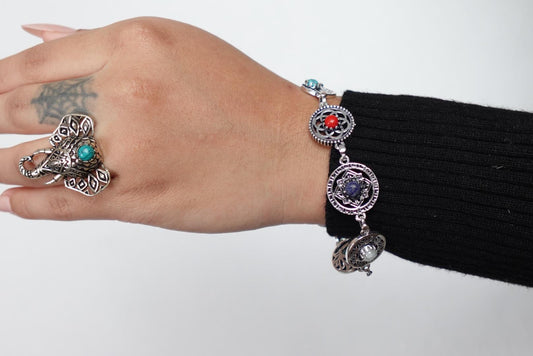 7 Chakras Sacred Geometry Bracelet - A spiritual charm bracelet with 7 gemstones—infused with balance and symbolism.