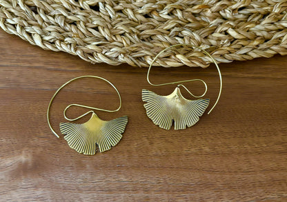 Ginkgo Whisper Earrings – Sculpted Sterling Silver Botanical Statement Drops.