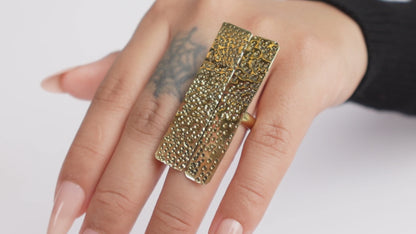 Wide Hammered Brass Ring - Bold Boho Accessory.