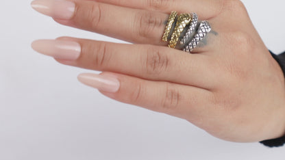 Twisted Serpent – Adjustable Gold & Silver Textured Snake Rings.