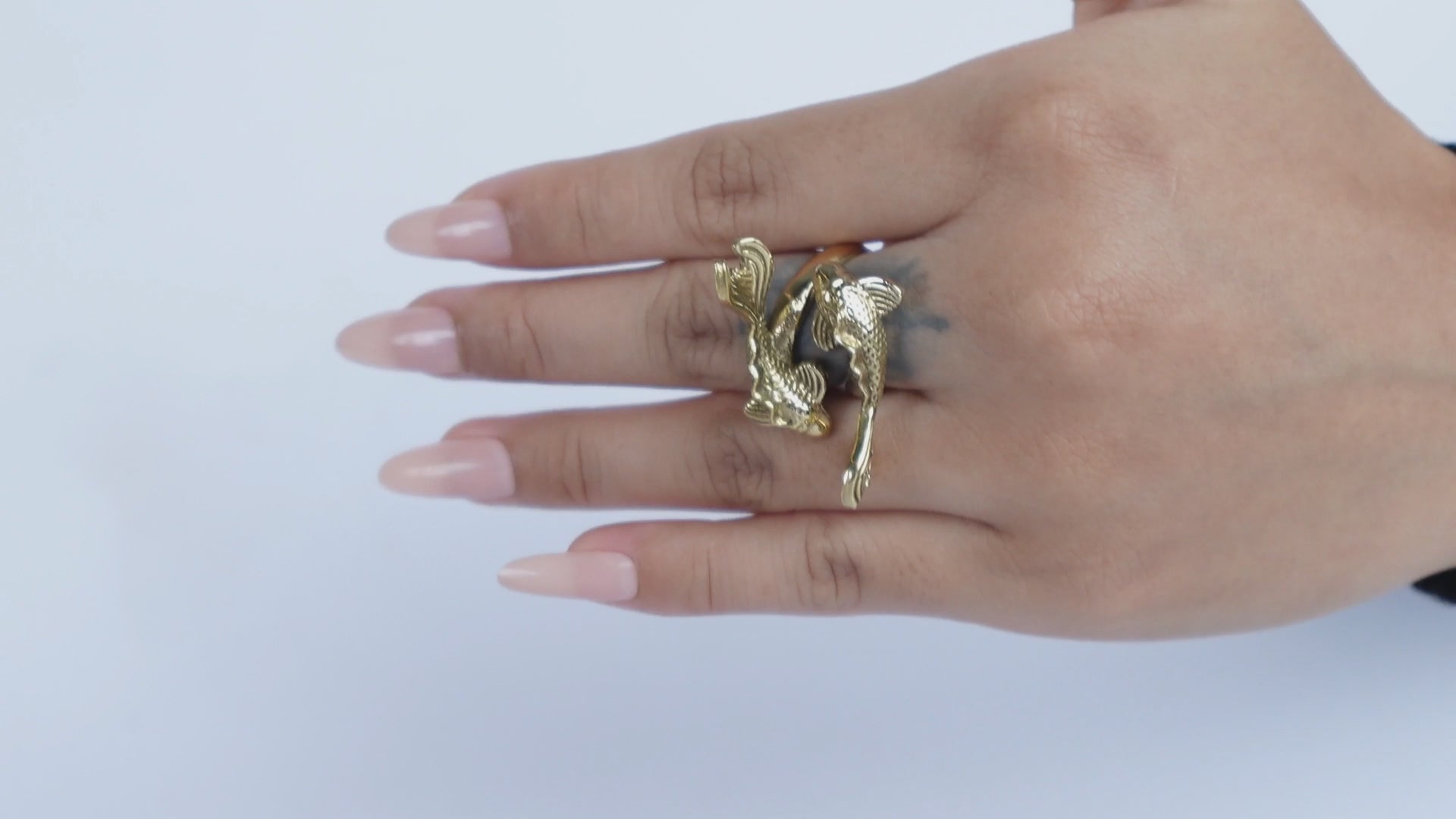 Twin Koi Fish Adjustable Ring – Brass Art Jewelry Inspired by Nature..