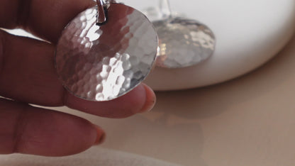 Hammered Silver Disc Dangle Earrings