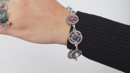 7 Chakras Sacred Geometry Bracelet - A spiritual charm bracelet with 7 gemstones