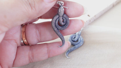 Venom Luxe Drops - Snake-Shaped Brass Dangles in Antique Silver-Gold Finish.