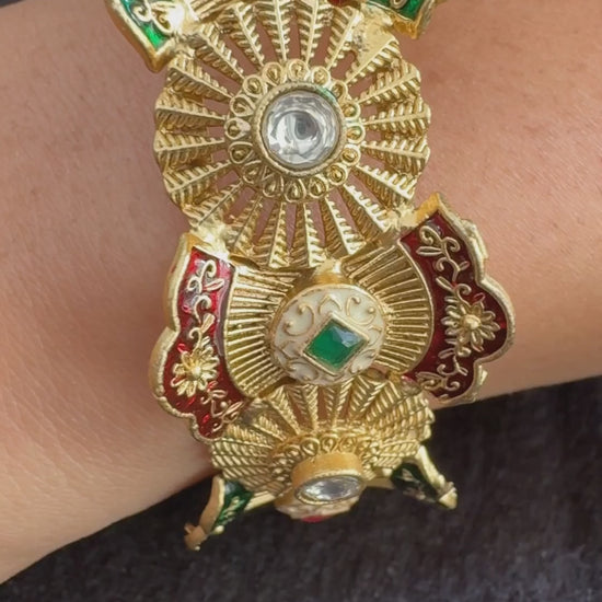 Sunburst Meenakari Kada-Openable gold kada..