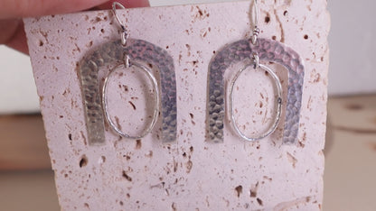 Hammered Horseshoe Brass Earrings - Statement earrings with a bold arch and hammered finish in gold-tone brass.