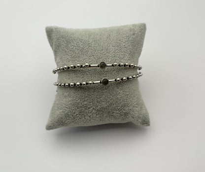 Labradorite/Turquoise/Moonstone Beaded Brass Bangles.